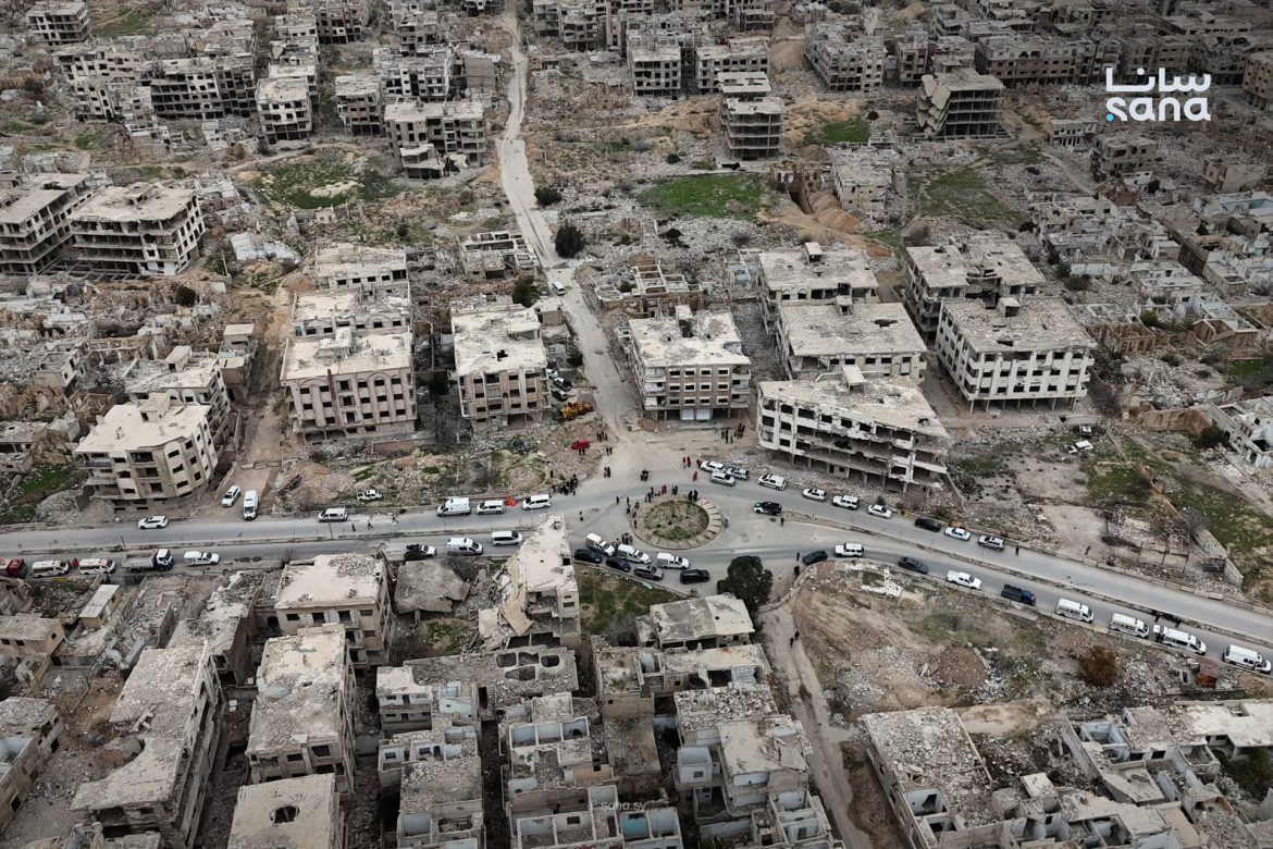 تدريب على زلزال بقوة 7 درجات صار بحي جوبر بدمشق