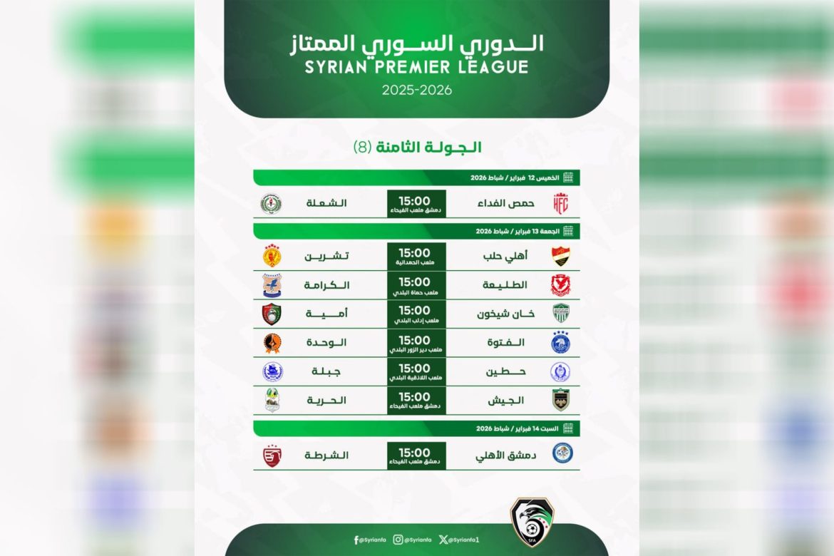 حمص الفداء والشعلة بيلتقوا بدمشق افتتاح الجولة التامنة للدوري الممتاز