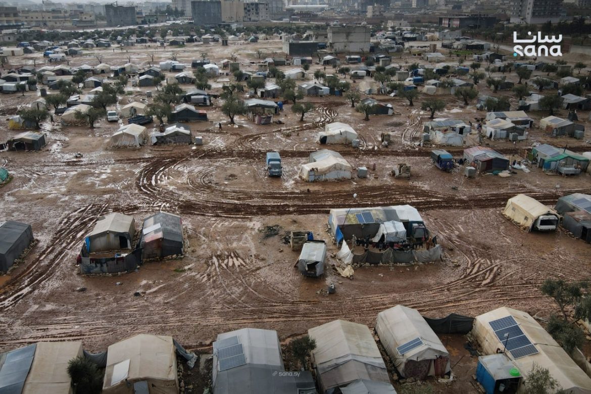 صور من السما بتورجي مخيم كرم الزيتون بحلب بعد المطر