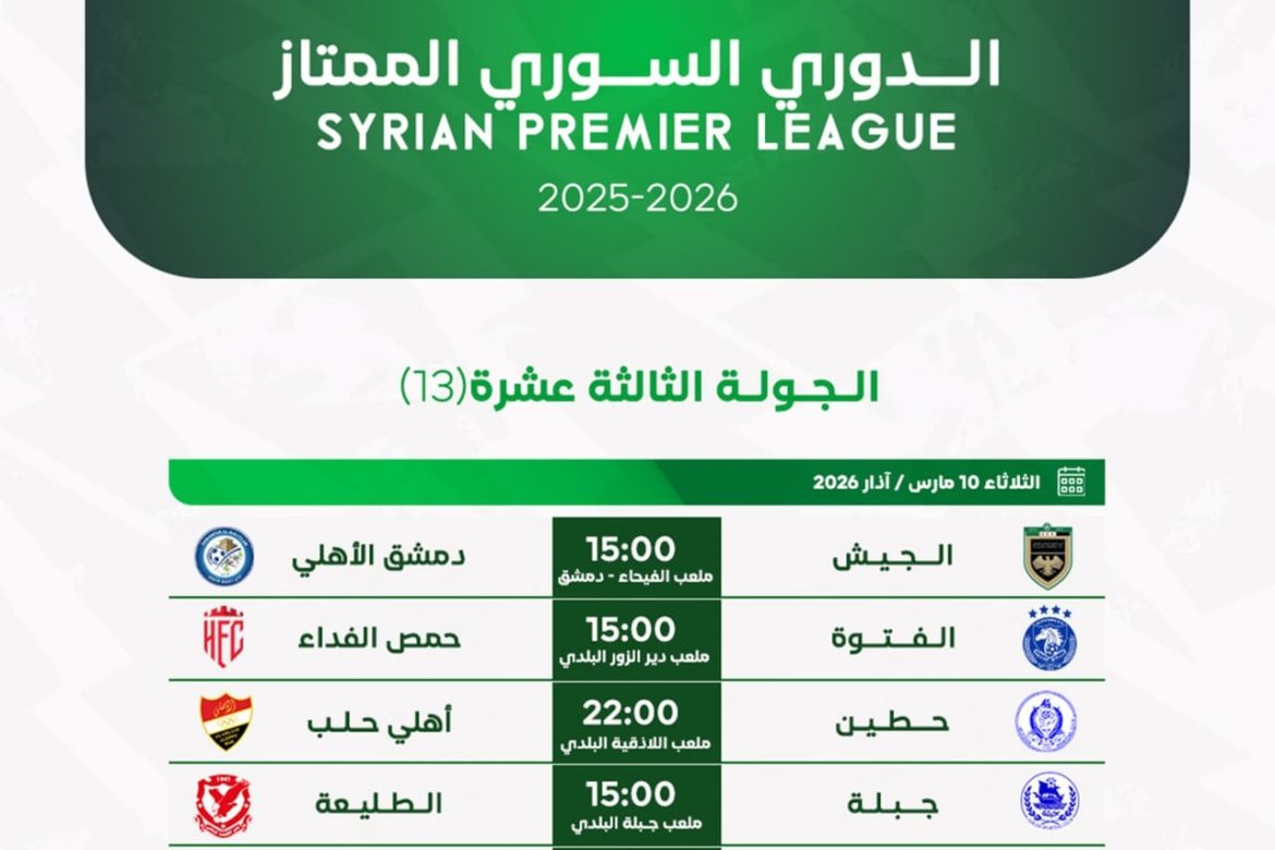 حطين بيستقبل أهلي حلب بمباراة قوية بالجولة الـ 13 من الدوري السوري